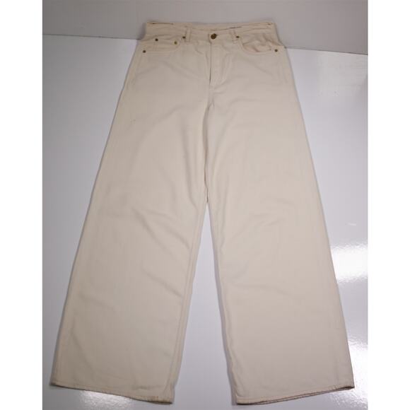 rag & bone Mens Featherweight Sofie Ultra Wide Leg High Rise Cream Jeans 31 - Picture 2 of 7
